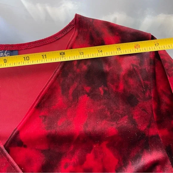 Rag Womens Velvet Y2K Whimsigoth Fairy Babydoll Top Size L Red‎ Black Tie Dye - Picture 3 of 6